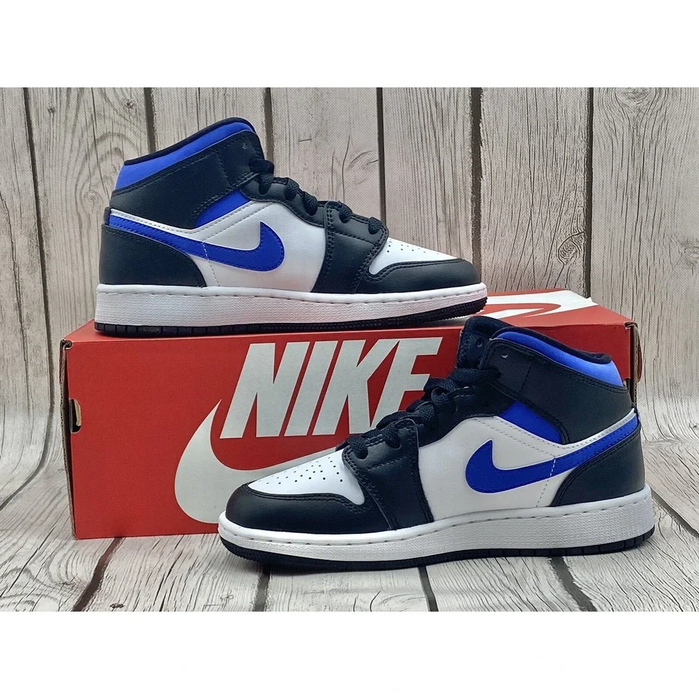 Size 4y - Nike Air Jordan 1 Mid GS Racer Blue 554725 140